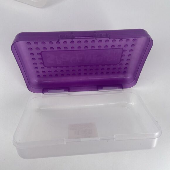 2 SpaceMaker Pencil Box Purple Clear Top Clear Bottom Back To School - Picture 6 of 8